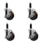 Service Caster 4'' Maroon Poly Swivel 1-1/8'' Expanding Stem Caster Set with Brake, 4PK SCC-EX20S414-PPUB-MRN-TLB-118-4 - alternate 1